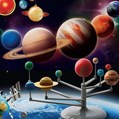 Solar System Model DIY Toys Child Science and Technology Learning Solar System Planet Teaching Assembly Coloring Educational Toy