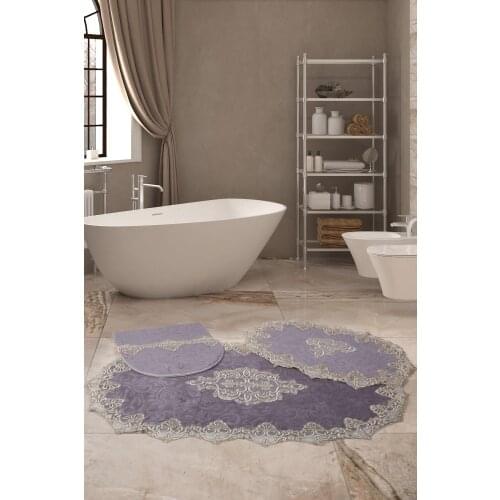 Lux Gray pcs set French lace Bath Mat Dowries Toilet Seat Pad Mat Set