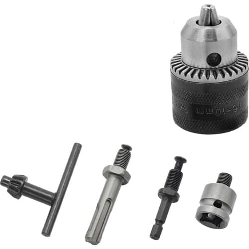 5Pcs 1.5-10mm 3/8-24UNF Drill Chuck Set Drill Adapter Changed Impact Wrench Into Eletric Drill Chuck Drill Tool Kits