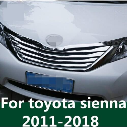 Bumper Air-inlet Grille Trims Front Grille Strip Center Racing Cover Strip Exterior decoration For toyota sienna 2011-2018