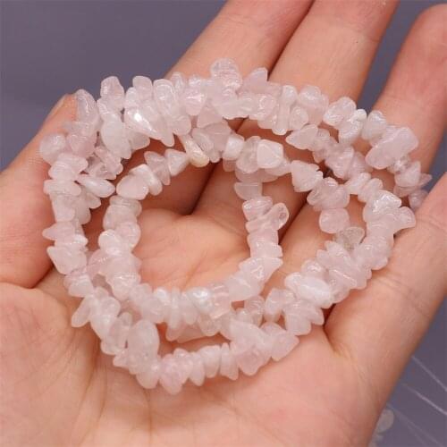 Natural Gem Irregular Rose Quartzs Stone Chip Gravel Loose Beads 15'' for Handmade Jewelry Making DIY Necklace Bracelet Gift