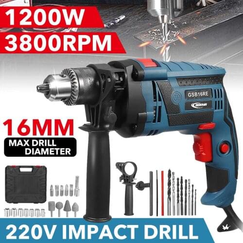 New GSB16RE 220V Multifunctional Impact Drill Electric 360 Rotary Hammer Drill Screwdriver Home Power Tools with Accessories