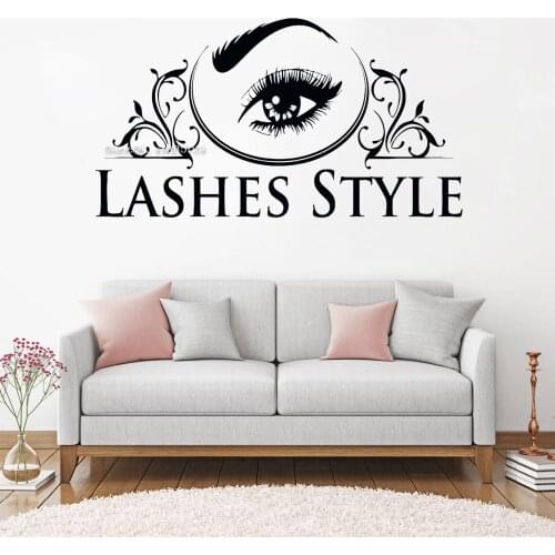 New Design Lashes Style Eyelash Decals Studio Window Beauty Salon Sticker Beatutiful Woman Eyebrows Brows Murals Stickers LC1357
