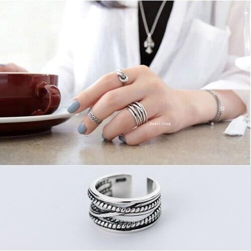 2021 New Charm Boho Chains Rings For Women Lover Wedding Bridal Valentines Gifts Men Open Retro Antique Rings