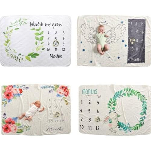 12 Monthly Baby Milestone Blanket Monthly Baby Blankets Newborn Soft Baby Photography Props Angel Wing Background Blanket photo