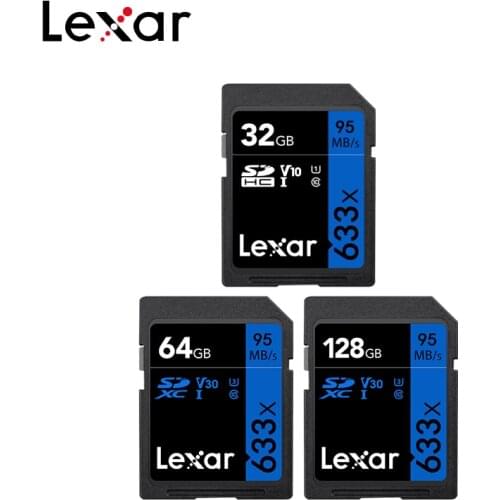 Original Lexar 95M/s 633x 16G 32GB U1 SDHC 64GB 128GB U3 SD Card SDXC Class10 V10 Memory Card For 1080p 3D 4K Video Camera