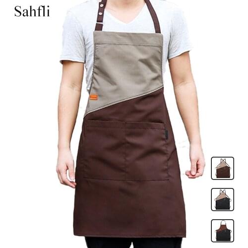 Two-color Mix Match Color Canvas Antifouling Adult Men Women Sleeveless Aprons Cross Shoulder Straps Single Strap Halter Design