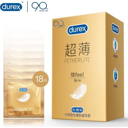 Durex Condoms Ultra Thin 18pcs Natural Latex Extra Lubricant Condoms Penis Sleeve Cock Condoms Adult Producs Sex Toys for Men