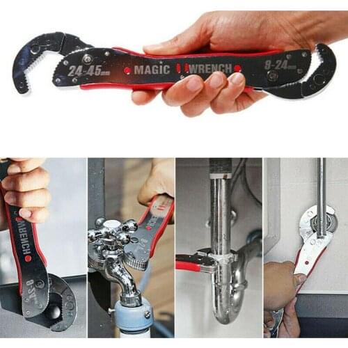 9-45mm Adjustable Magic Wrench Multi-function Universal Spanner Tool Sliver Color 29.5*4.3*4.8CM