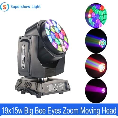 Supershow Bee Eye 19x15w RGBW Bees Eyes Big Eye DMX Moving Head With Zoom Moving Head Led Beam Light