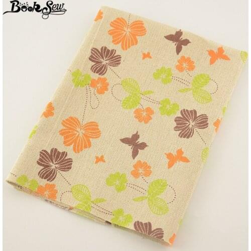 Booksew Butterfly Loves Flowers Design Cotton Linen Fabric Sewing Tissu For Tablecloth Pillow Bag Curtain Cushion Zakka