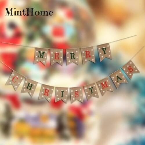 Christmas Day Party Decoration Jute Swallowtail Flag DIY Christmas Snowflake Swallowtail Flag Latte Art birthday banner