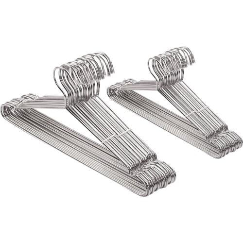 10 Pack Clothes Hangers Heavy Duty Stainless Steel Metal Pants Hanging Racks Bars, 2 Sizes Available