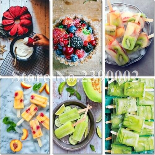 Needlework Embroidery Full Square Diamond Painting Kiwi Blueberry Popsicle Cross Stitch Wall Decoration Mosaic Ice Cream Gift