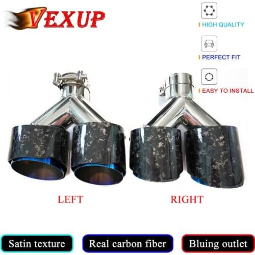 High Quality Car Accessories Forged Carbon Fiber Muffler Tip Exhaust Pipe Tip Nozzle Decoration Bluing Outlet Stainless Steel