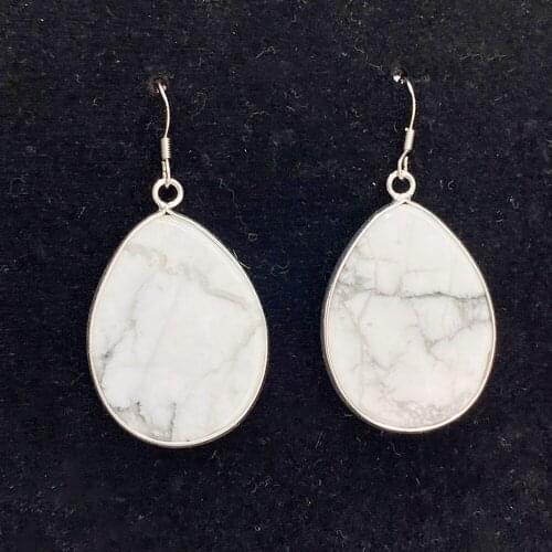 1pair Natural Stone Water Drop Earrings for Women Multi-color Edging DIY Trendy Vintage Jewelry Making Supplies Accessories