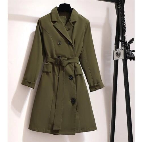 2019 New Autumn Windbreaker Female Double Breasted Women Elegant With Belt Trench Coat Casual Long Outwear Plus size 6XL M321