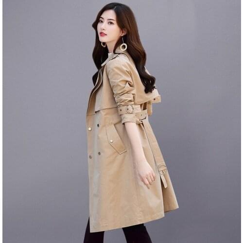 2020 New Womens Waterproof Cotton Long Double-breasted Trench Coat Autumn Ladies Windbreaker Overcoat With Belt Top Quality 223
