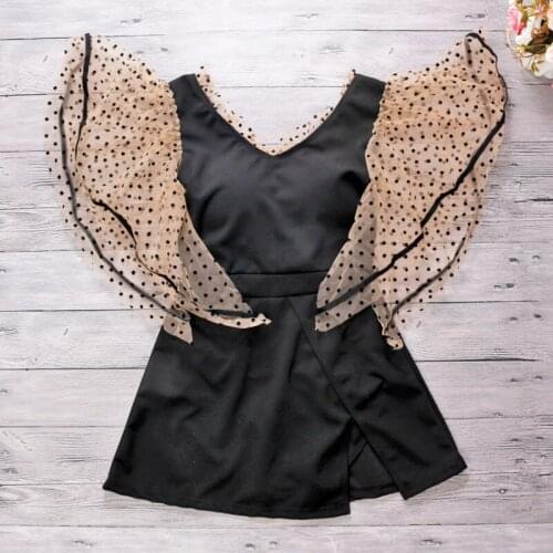 2021 New Women Black Mesh Dot Bathing Suit Swim Beach Dress One Piece Swimwear Bandage Swimsuit Ladies Swimming Bathing Suit