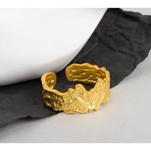 Silver Plated Rings for Women Line Wave Gold Color Vintage Wedding Trendy Jewelry Large Adjustable Antique Rings Anillos