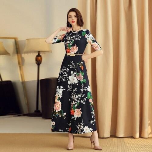 2021 England Style Women Jacquard Dress O-Neck Luxury Thin Dresses Half Sleeve Wedding Evening Dress Vintage Dress