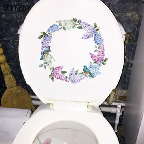 ZTTZDY 24.5×22.7CM Lilac Flower Wreath Fresh Bathroom Toilet Decoration Home Room Wall Stickers T2-1517