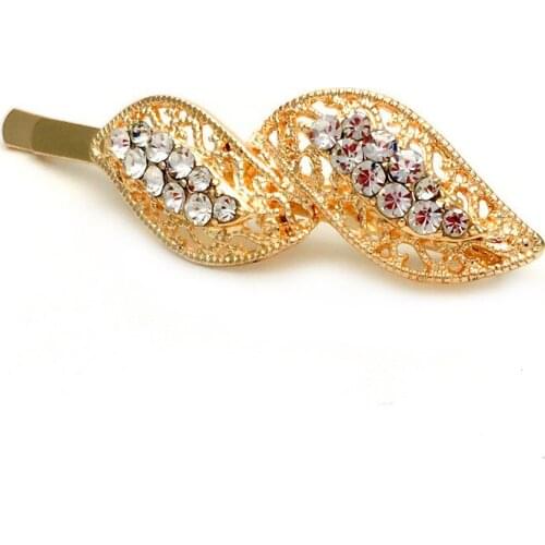 1pcs Fashion Leaf Crystal Rhinestone Hairpins Hairgrips Beautiful Headwear Hair Clip Barrettes Accessories Women Wedding Gift