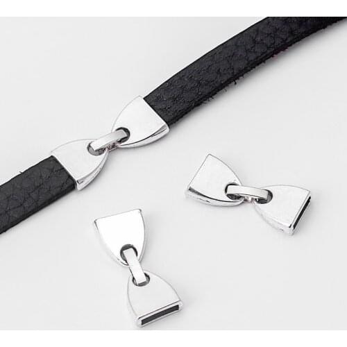 3Sets flat Snap Clasp , 10x2mm Leather Caps for 5mm 10mm Flat Leather Bracelet Jewelry Findings Making