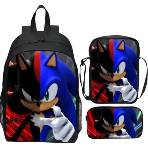 3PCs/Set Childrens School Backpack SONIC RACING Kids School Bags Cartoon Animal Design Teenagers Book-Bags Set
