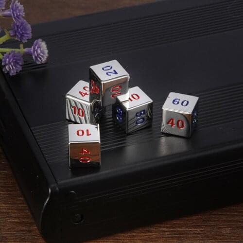 5Pcs Color Alloy Dice 6 Sided Dice 13mm Digital Number Cubes Round Coener For Kid Educational Toys DIY Board Games