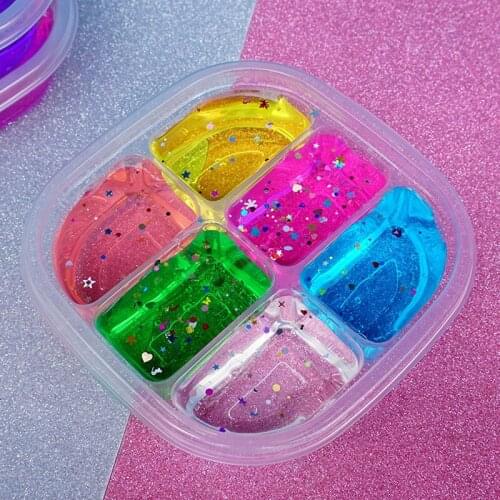 6 Grid Colorful Mixing Antistres DIY Rainbow Slime Antistress Kids Foam Ball Cotton Slime Toy For Candy Plasticine Toy Gift 535g