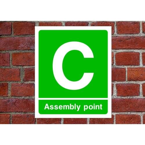 Customized Fire Assembly Point C PVC Sign self Adhesive Vinyl Sticker 2 Sizes