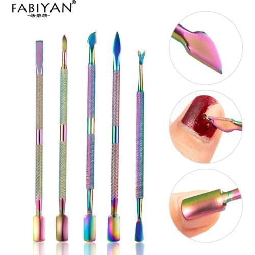 11 Style Cuticle Remover Dead Skin Push Spoon Nail Art File UV Gel Polish Remove Manicure Care Groove Clean Stainless Steel Tool