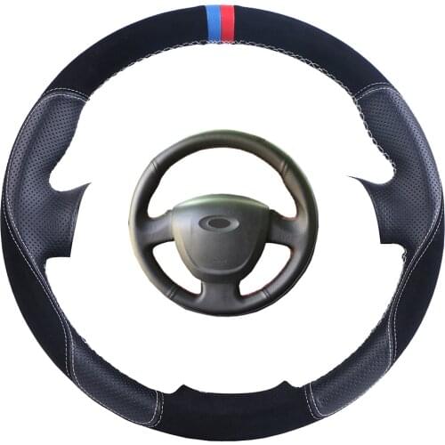 Custom Made Car Steering Wheel Cover Black For Lada Granta 2011-2018 Suede Leather Auto Steering Wheel Braid