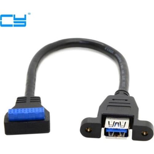 USB 3.0 Single Port A Female Screw Mount Type to Up Angled Motherboard 20pin Header Cable 90 Degree