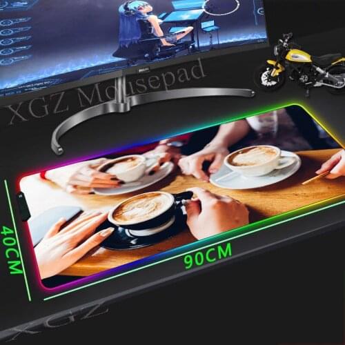 XGZ Afternoon Tea Coffee Custom Large RGB Gaming Lock-edge Mouse Pad Animated Computer Table Mat Non-Slip Rubber for Csgo Dota