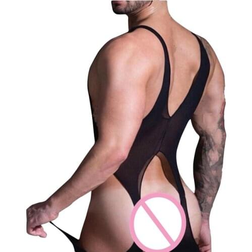 Cool Boy Friend Bodysuit Sexy Nightwear Elastic Bar Club Dance Party Transparent Bodystockings Male Sleepwear Hot Sale Jumpsuit