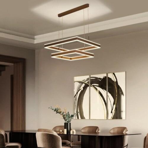 Square aluminum acrylic ring top and bottom LED chandelier Residential/commercial/office lighting