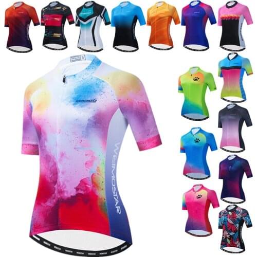 Weimostar Summer Womens Cycling Jersey Pro Team Bicycle Shirt Racing Sport Bike mtb Jersey Tops Anti-UV Cycling Clothing Maillot
