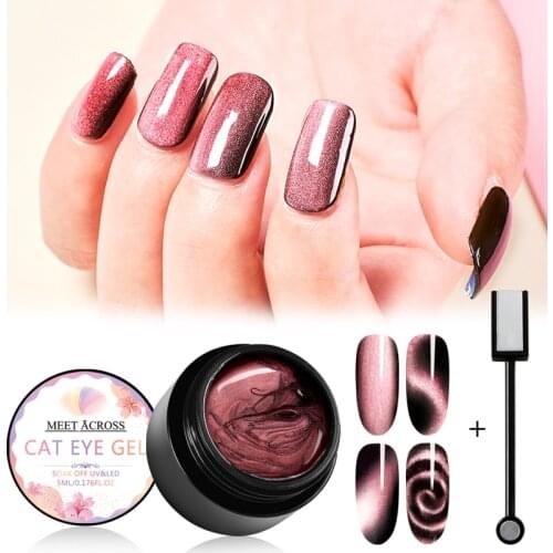 MEET ACROSS Magnetic 5D Cat Eyes UV Gel Nail Polish Set Starry Sky Effect Soak Off UV Nail Gel Varnish Lacquer Manicure Tools
