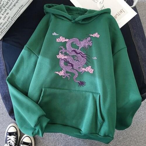 Merry Pretty Dragon Harajuku Vintage Print Sweatshirt Women Hoodies Cute Hip Hop Kawaii Harajuku Oversized Streetwear Casual Top