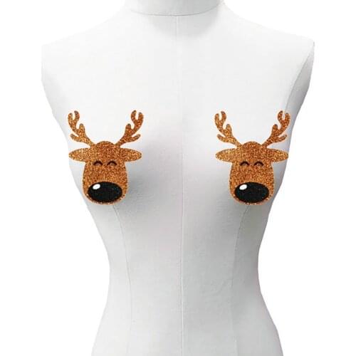 Cute Christmas Underwear Chest Sticker Christmas Brown Elk Decoration Chest Pad Sexy Nipple Stickers