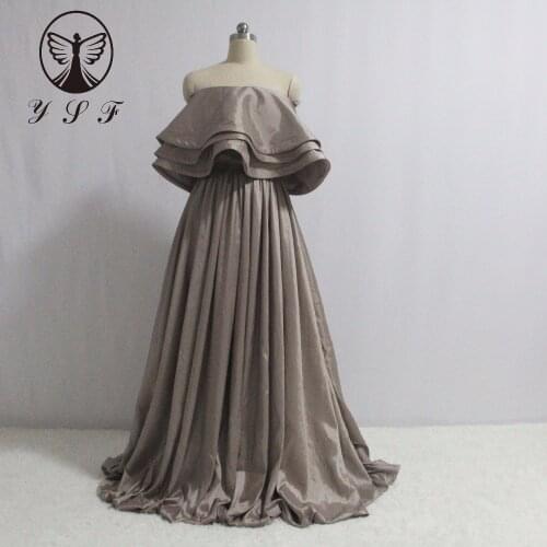 Fashion Off the Shoulder Tiered Short Sleeve Pleated A Line Floor Length Prom Dresses 2017