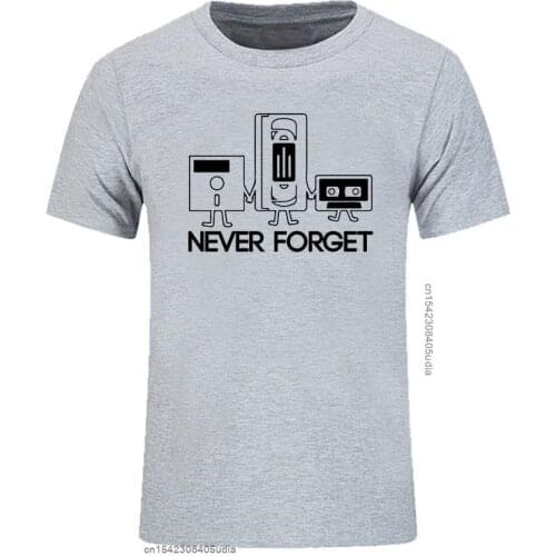 Fashion New Tshirts Men Short Sleeve Never Forget Floppy Disc Vhs Cassette Tech Geek Print T Shirts Male Undershirts Tshirts
