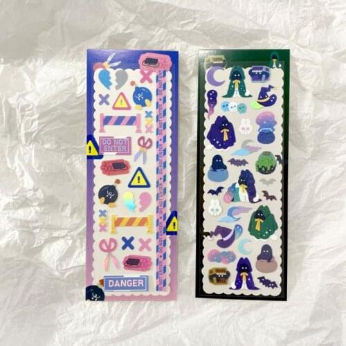 Cartoon Demon Wizard Laser Cute Stickers Blingbling Star Photo Creative Paster Children DIY Stationery Kawai Decorative Sticker