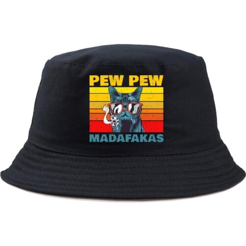 Casul Pew Pew Madafakas print Bucket Caps Women Street Beach Sun Hat Hip Hop Fisherman Hats Men Outdoor Summer Panama Cap