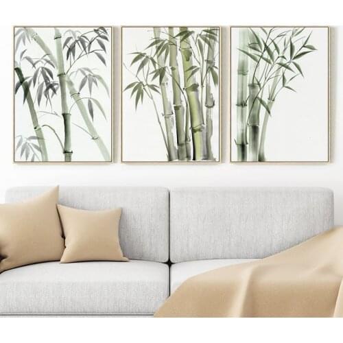 Bamboo Leaf Poster Zen Decoration New Chinese Unreal Abstract Ink Painting Print Wall Art Canvas Painting Picture for Home Decor