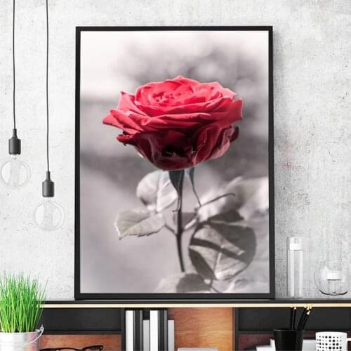 Nordic Red Rose Flower Poster Canvas Painting Picture Wall Art Modern Paintings Cuadros Wall Art for Home Decoration Unframed