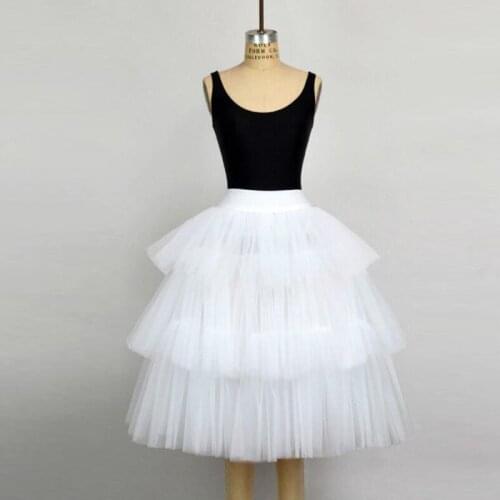 Real Image White Ruffles Skirt Ribbon Zipper Waistline A Line Knee Length Skirt Women Customized Chic Tiered Tulle Skirts