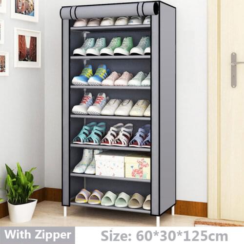 Shoe Cabinets Multilayer Metal Nonwoven Fabric Shoes Rack Simple Dustproof Removable Entryway Shoe Storage Shelf Combination